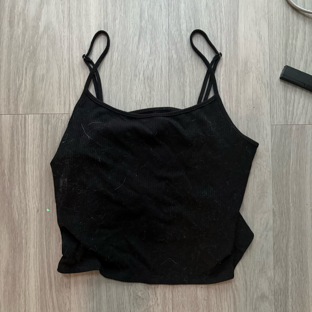 Black Ribbed Women's Top AE large crop top